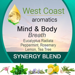 Breath Essential Oil Blend with Eucalyptus Radiata, Peppermint, Rosemary, Lemon, and Tea Tree by West Coast Aromatics