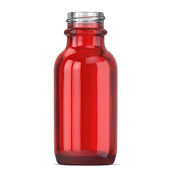 Boston Round Red Glass Bottle