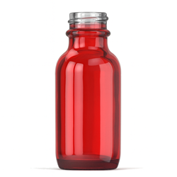 Boston Round Red Glass Bottle